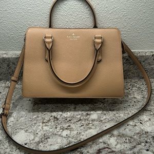 Kate Spade medium triple compartment zip top satchel w/ crossbody strap